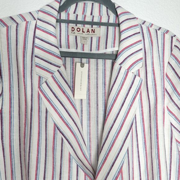 Anthropologie Dolan Anna Double-Breasted Striped Linen Blend Blazer, Size Medium - Picture 4 of 7
